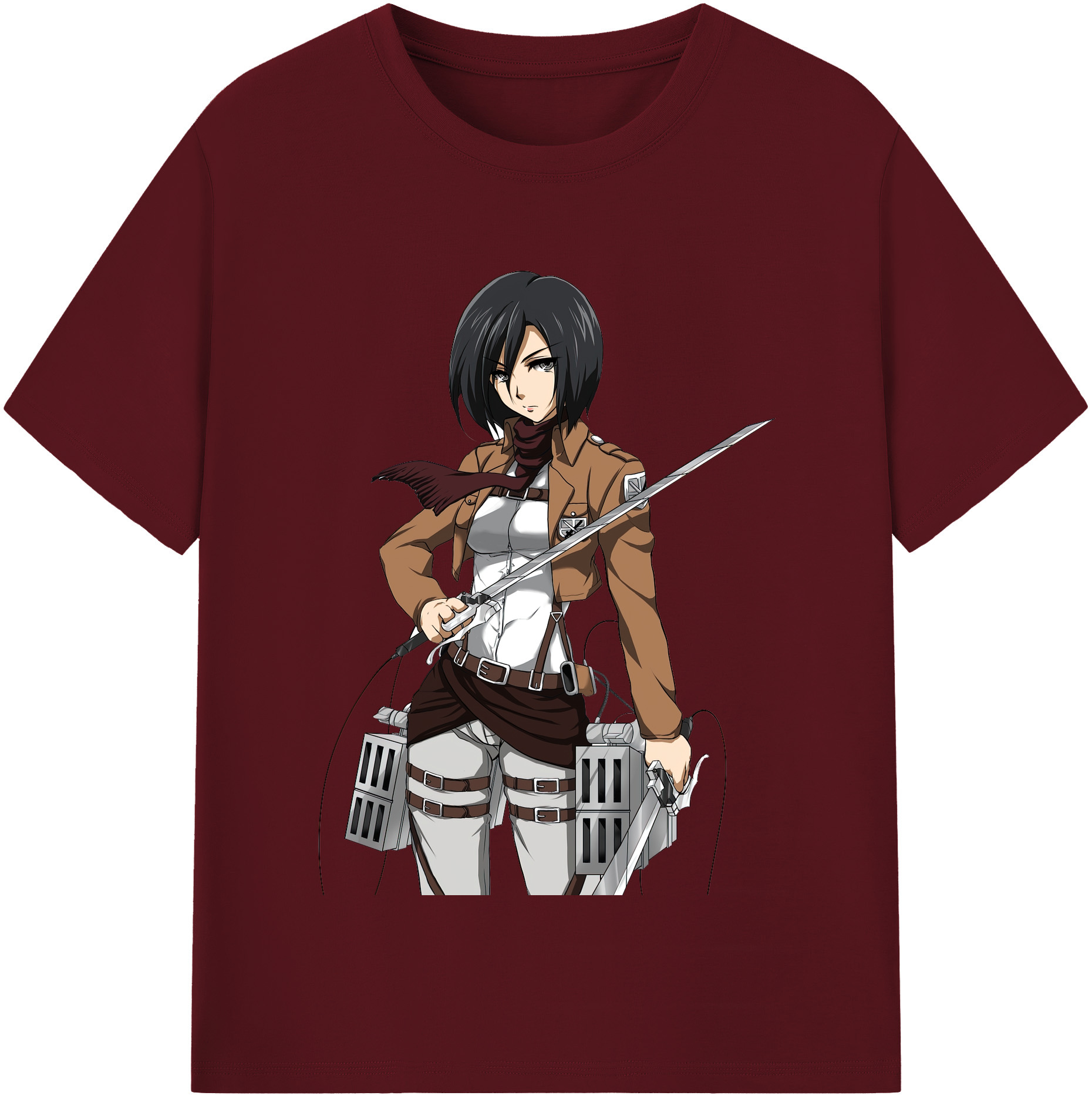 （画像用） 進撃の巨人 ミカサ·アッカーマン Attack on Titan Mikasa Ackerman 綿100％半袖Tシャツ（フロントプリント）